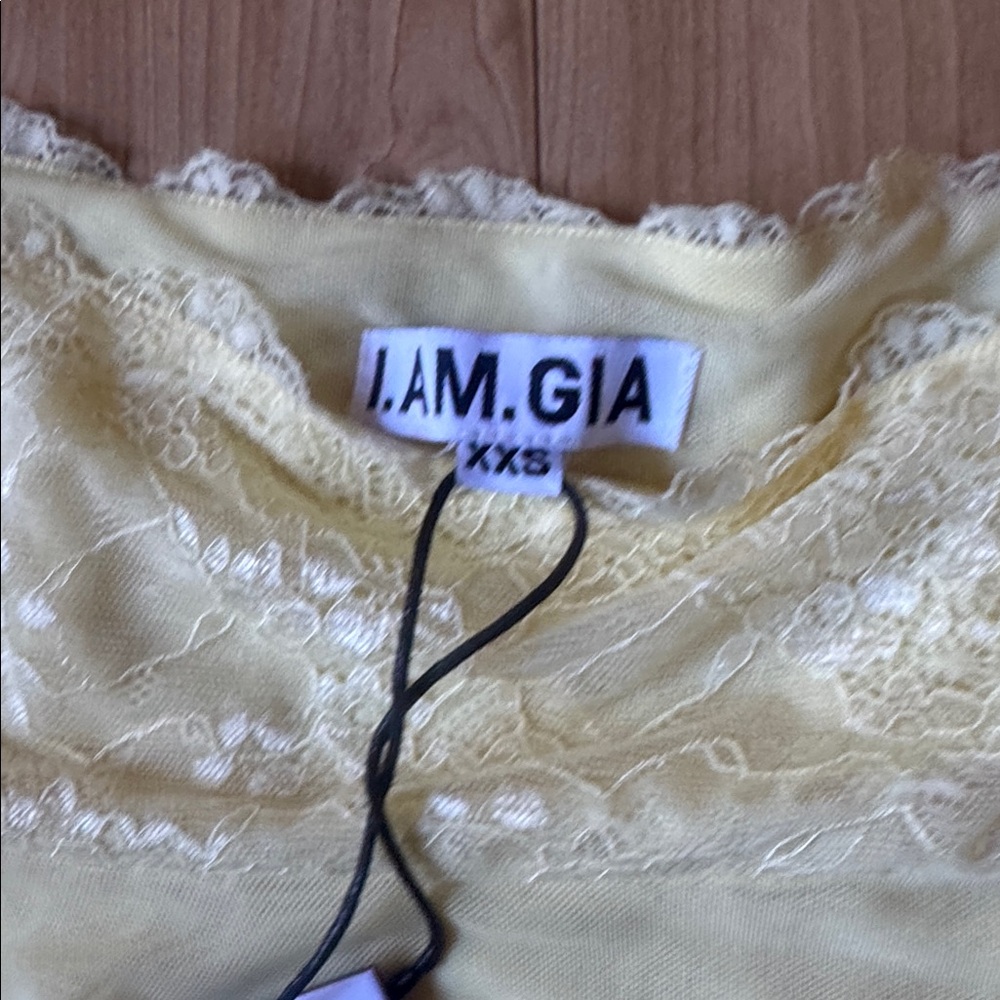 I.AM.GIA Pale Yellow Lace & Mesh Ruffle Mini Skirt - Picture 2 of 3